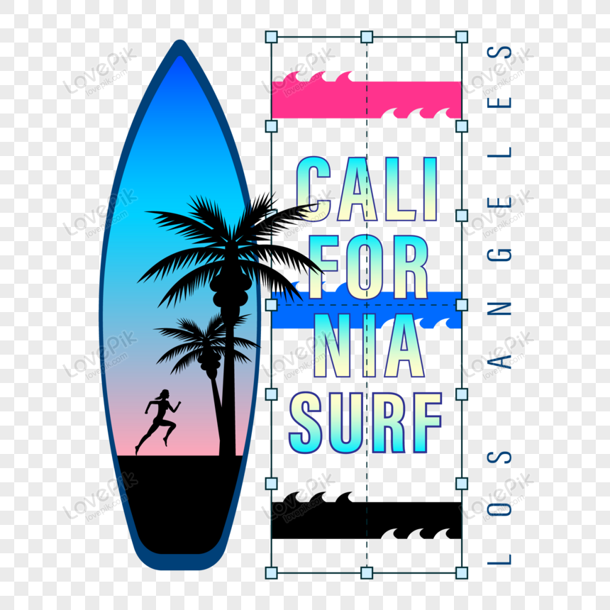 California Surf Sign Emblem Print Isolated PNG Transparent Background ...