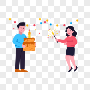 Easy to use flat illustration of birthday party free png