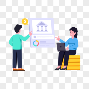 Easy to use flat illustration of banking website png free download