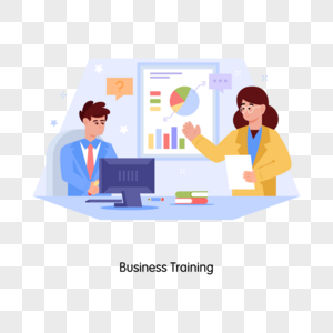 Business training flat illustration is easy to use and scalable png transparent image