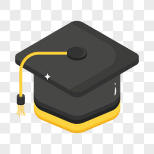 An easy to use isometric icon of mortarboard png image