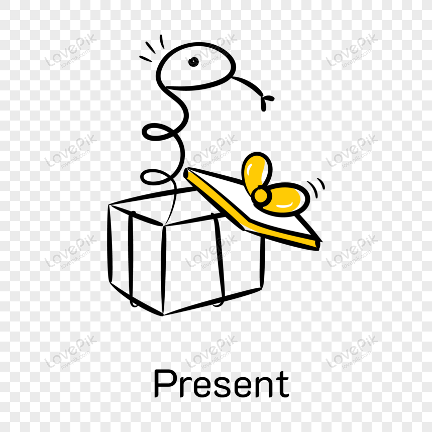 A captivating hand drawn icon of present, hamper, icon, surprise png transparent background