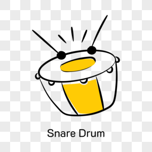 An easy to use hand drawn icon of snare drum png transparent