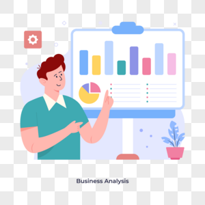 Easy to use flat illustration of business analysis png free download