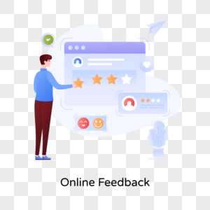 Easy to use flat illustration of online feedback png picture