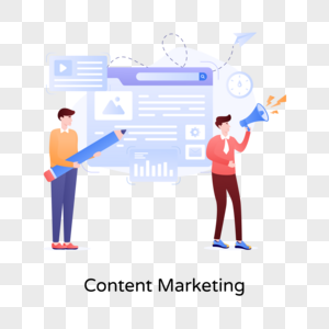 Easy to use flat illustration of content marketing png transparent image