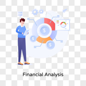 Easy to use flat illustration of financial analysis png hd transparent image