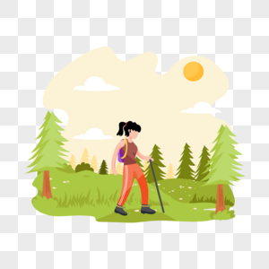 Easy to use flat illustration of hiker png image free download