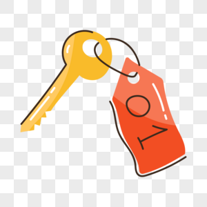 Easy to use flat doodle icon of room key png transparent background