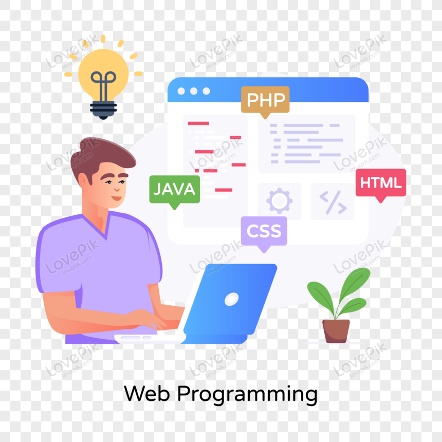 A Handy Flat Illustration Of Web Programming, Person, Developer, Div ...