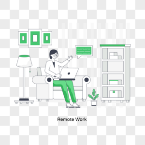 Easy to use flat illustration of remote work png transparent