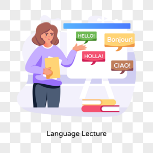 Easy to use flat illustration of language lecture png image free download