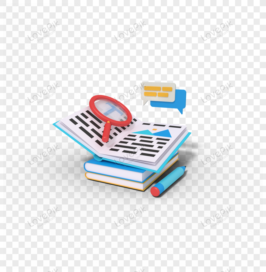 3d illustration of Searching article in a book, book, book illustrations, e commerce app png transparent image