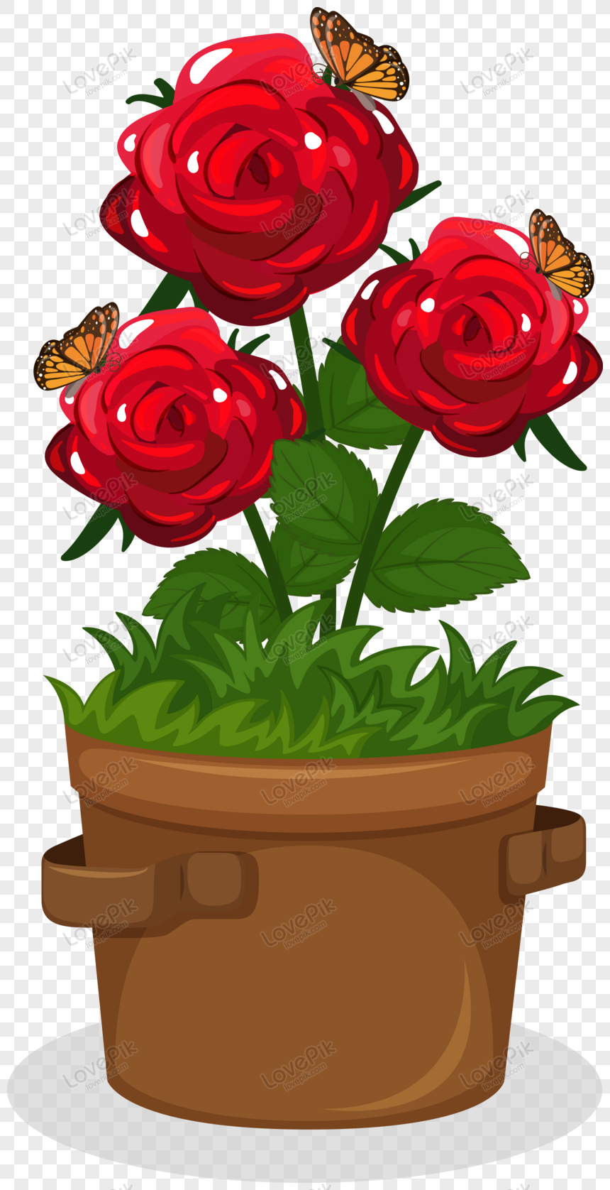 Linda Ilustración De Plantas De Rosas Rojas PNG Imágenes Gratis - Lovepik