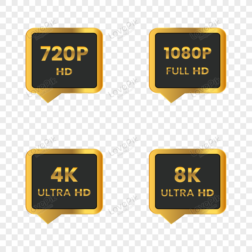 720p Hd 1080p Full Hd 4k Ultra Hd And 8k Ultra Hd Button Png, Icon ...