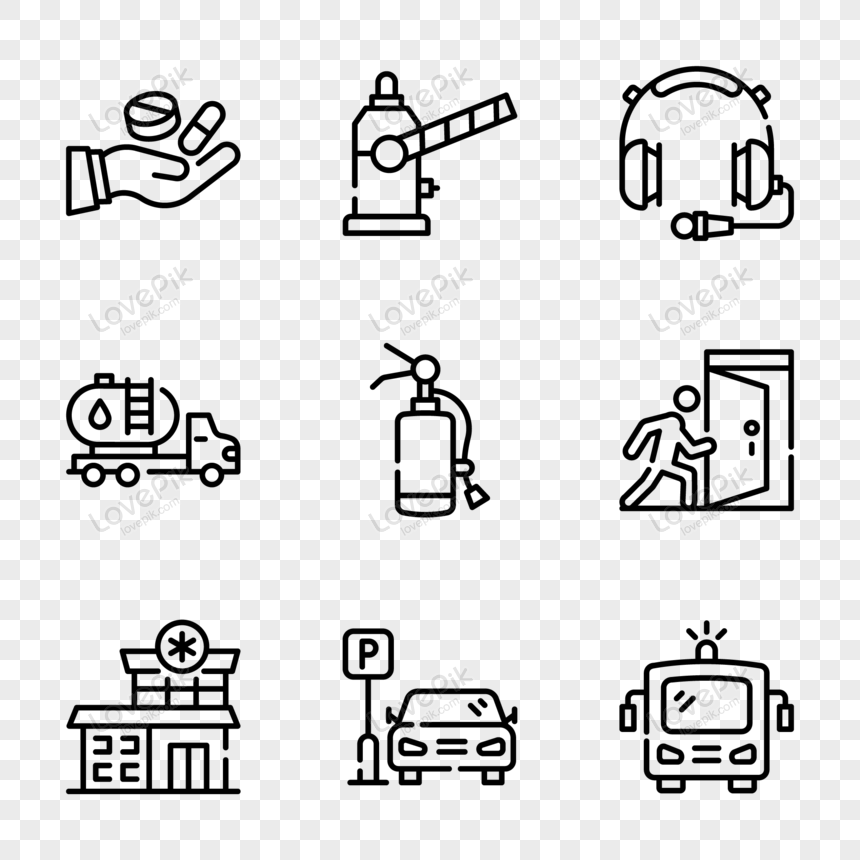 Pack Of Emergency Services Line Icons PNG Image Free Download And ...