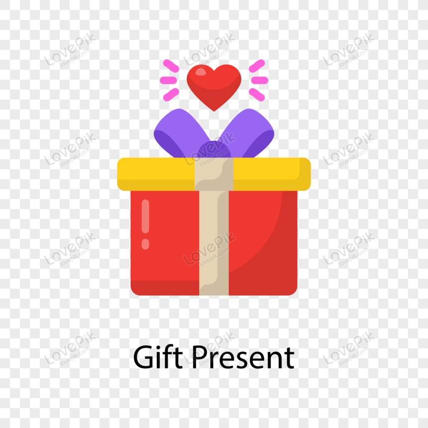 Gift Present Vector Flat Icon Design illustration. Love Symbol o, love design, o, icon png transparent image