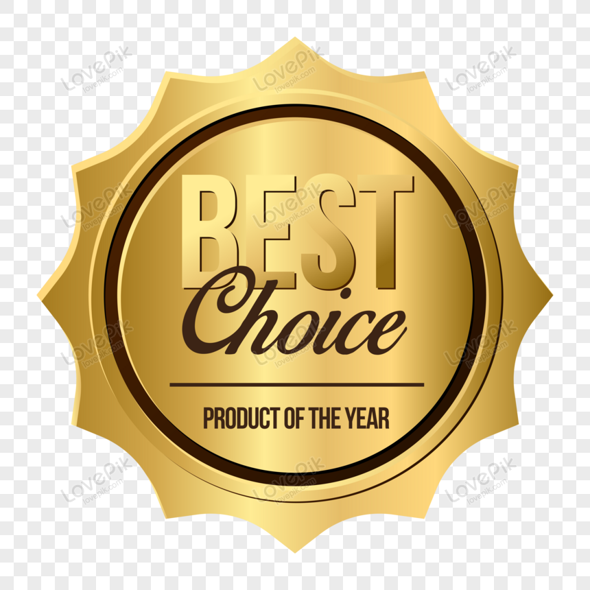 Elegant golden best choice badge isolated premium vector PNG