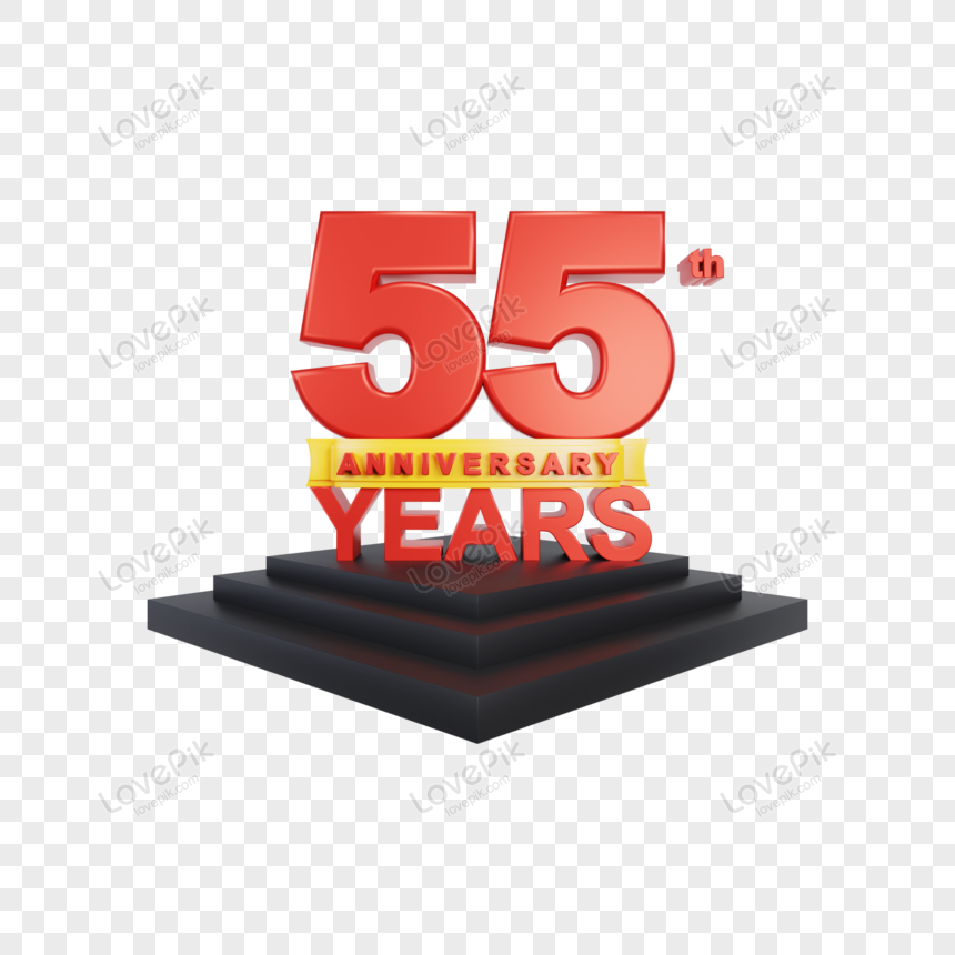 Congratulation Fifty Five Year Anniversary 3d Rendering PNG Transparent ...