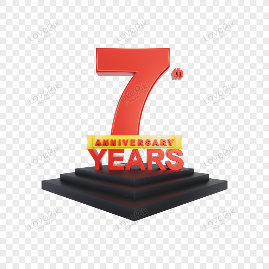 Congratulation Seven Year Anniversary 3d Rendering PNG White ...