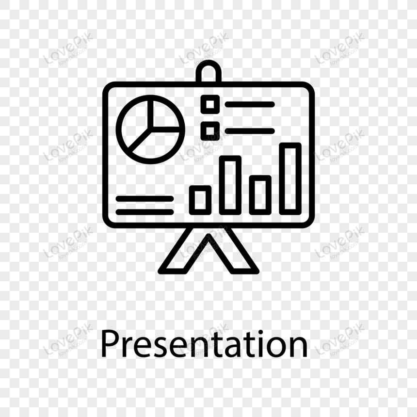 Presentation  Vector outline Icon Design illustration., Presentation,  graph board,  statistics png white transparent
