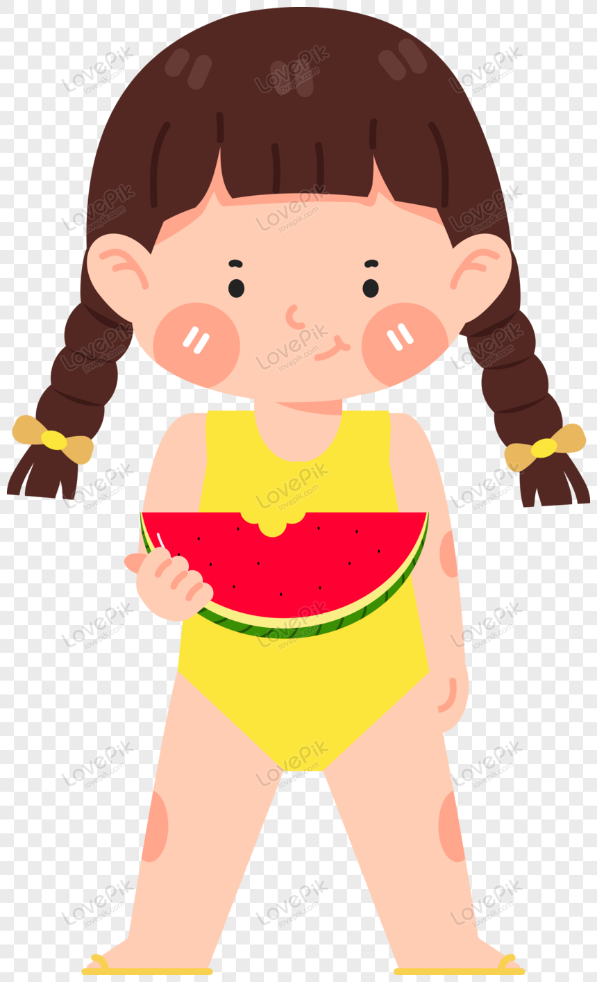 Cute Little Girl Wearing Summer Swimsuit PNG Image And Clipart Image ...