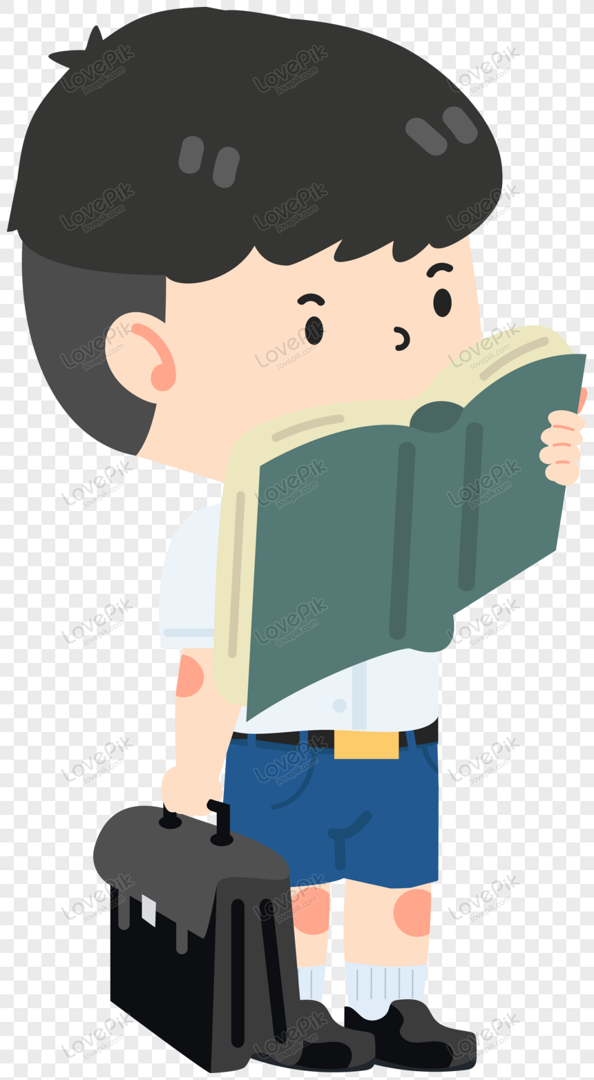 Kid Boy Student Reading Book PNG Free Download And Clipart Image For ...