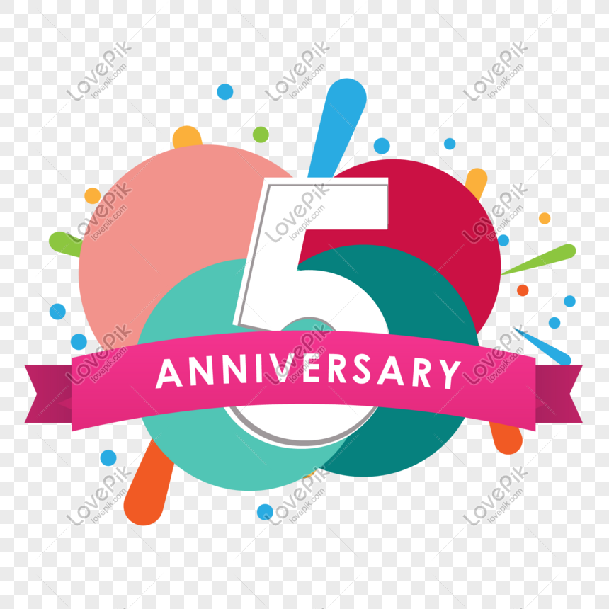 Beautiful 5th Anniversary Decorative Art Word Png Image Picture