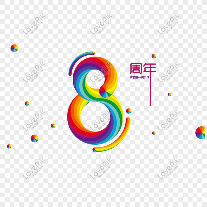 rainbow number 8 clipart