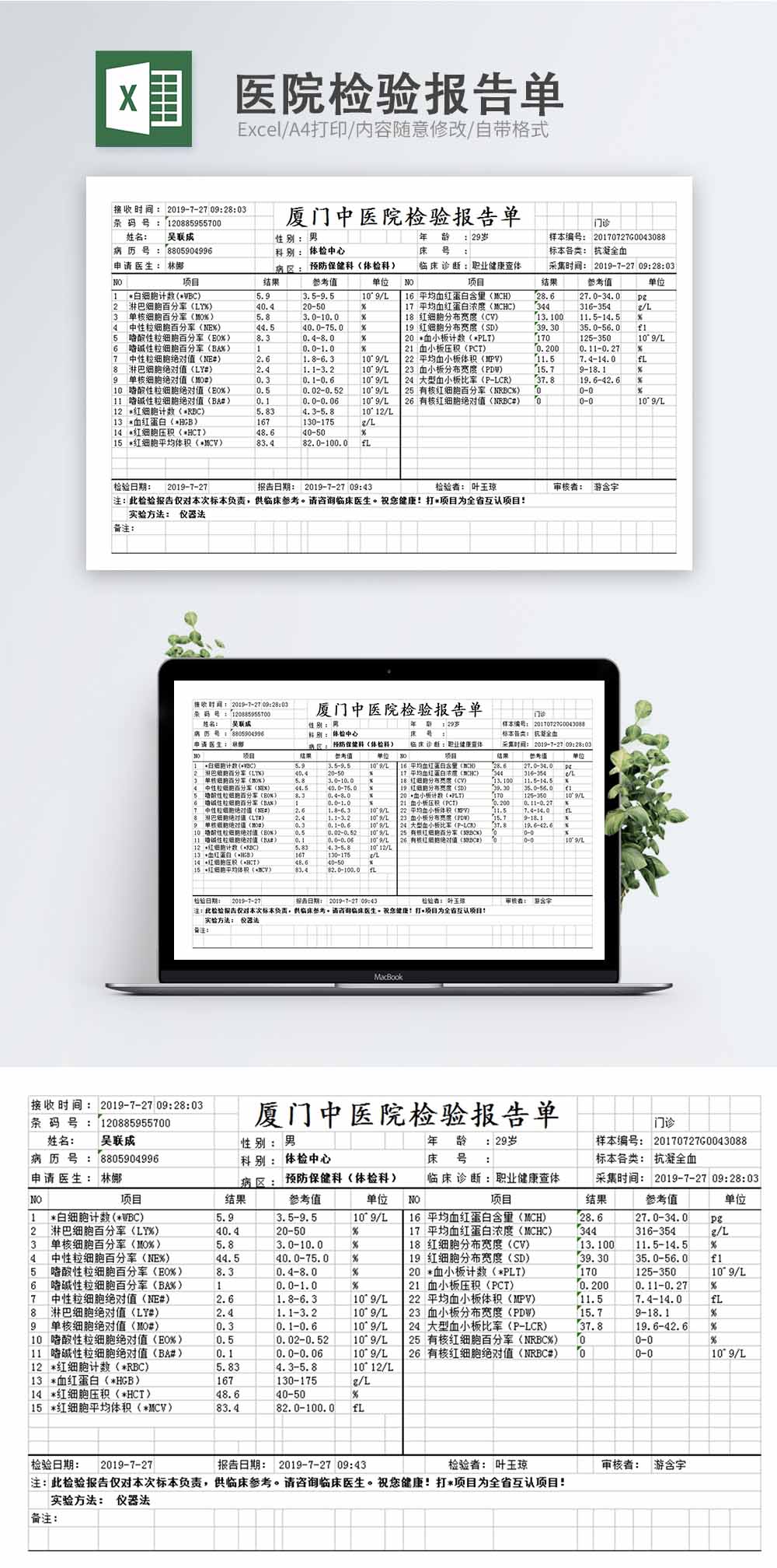 病院検査報告書excelテンプレートイメージ パワーポイント Id Prf画像フォーマットxlsx Jp Lovepik Com