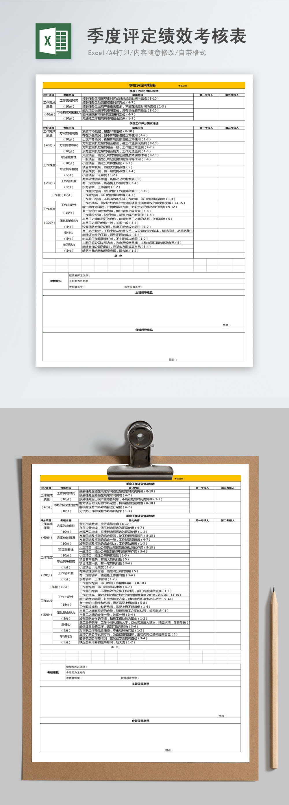 Employee Performance Assessment Table Excel Template Excel Templete Free Download File 400156145 Lovepik Office Document