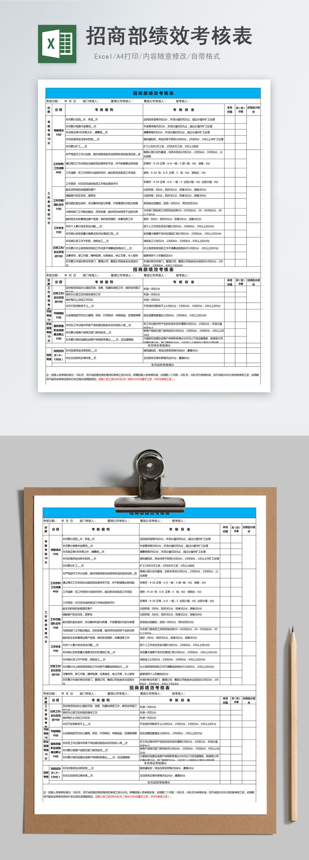 Excel Template Of Employee Kpi Performance Appraisal Form Excel Templete Free Download File Lovepik Office Document