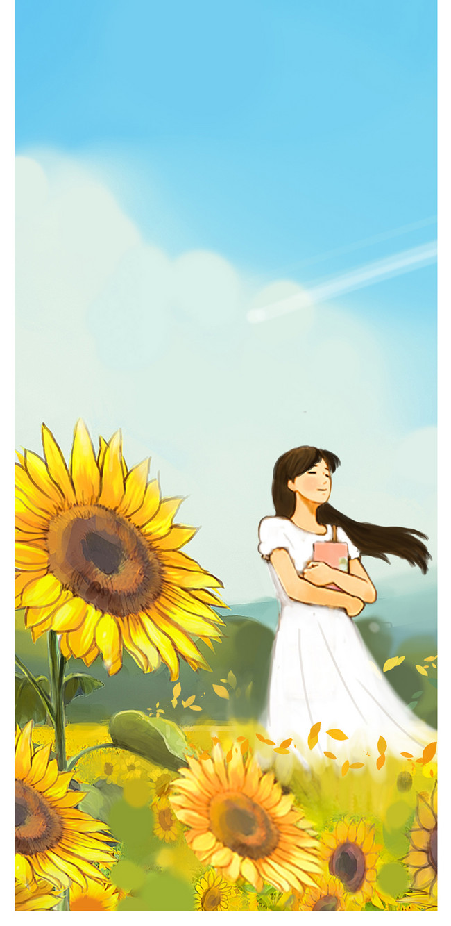 Gadis Dan Wallpaper Ponsel Bunga Matahari Gambar Unduh Gratis