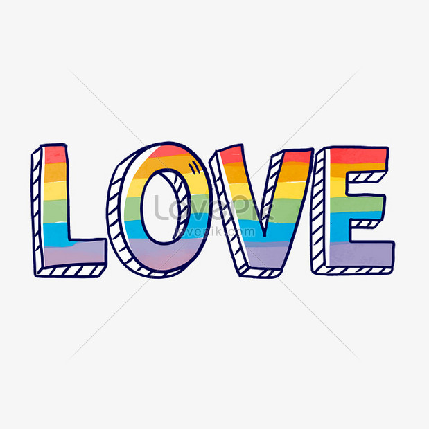 Cartoon english love rainbow word art graphics image_picture free download  