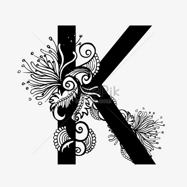 Black and white luxury letter k art font graphics image_picture free  download 610250694_lovepik.com