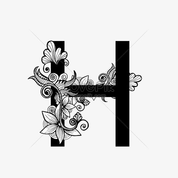 Black and white luxury letter h art font graphics image_picture free  download 