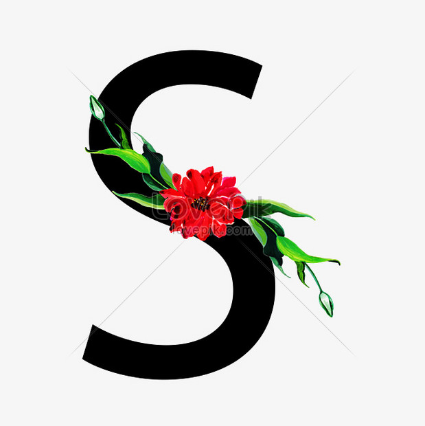 Sans serif letter s chinese style flower decoration graphics image_picture  free download 