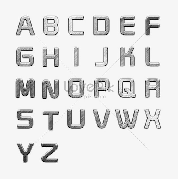 Silver letters, English alphabet, Instant Download Digital PNG