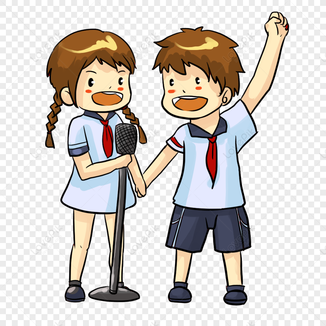 boy and girl singing clipart