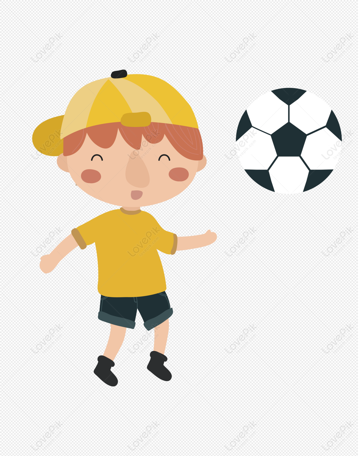 Illustrtaion De Un Niño De Patear La Pelota De Fútbol En Un Fondo