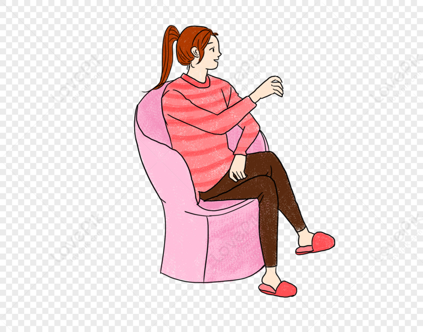 A Girl Sitting On The Sofa PNG Transparent Image And Clipart Image For ...