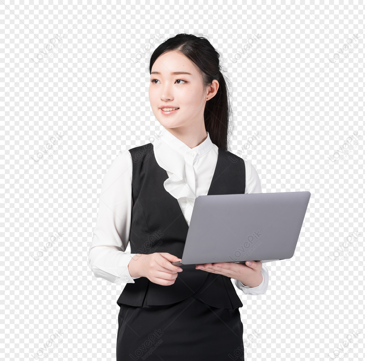 A picture of a woman in the workplace with a laptop computer, office staff, customer service, white-collar png transparent image