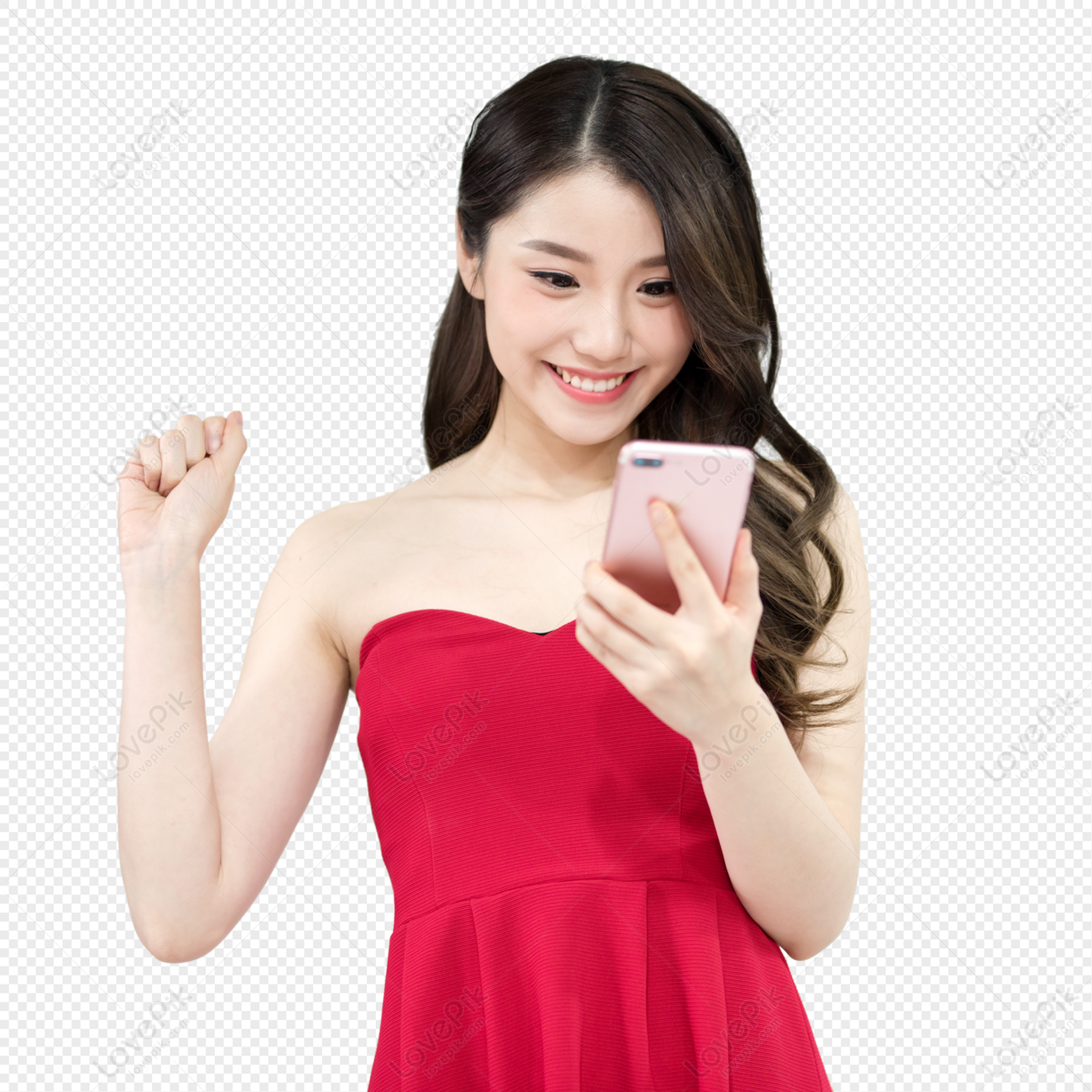 A Woman Holding A Cell Phone To Grab A Red Envelope., Grab, Surprise,  Womens PNG Image Free Download And Clipart Image For Free Download -  Lovepik