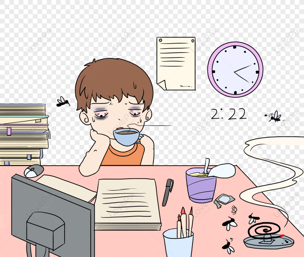 Boys who stay up late to do homework, computer, material, and homework png hd transparent image