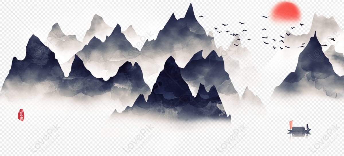 Chinese Wind And Ink Landscape Painting PNG Image Free Download And ...