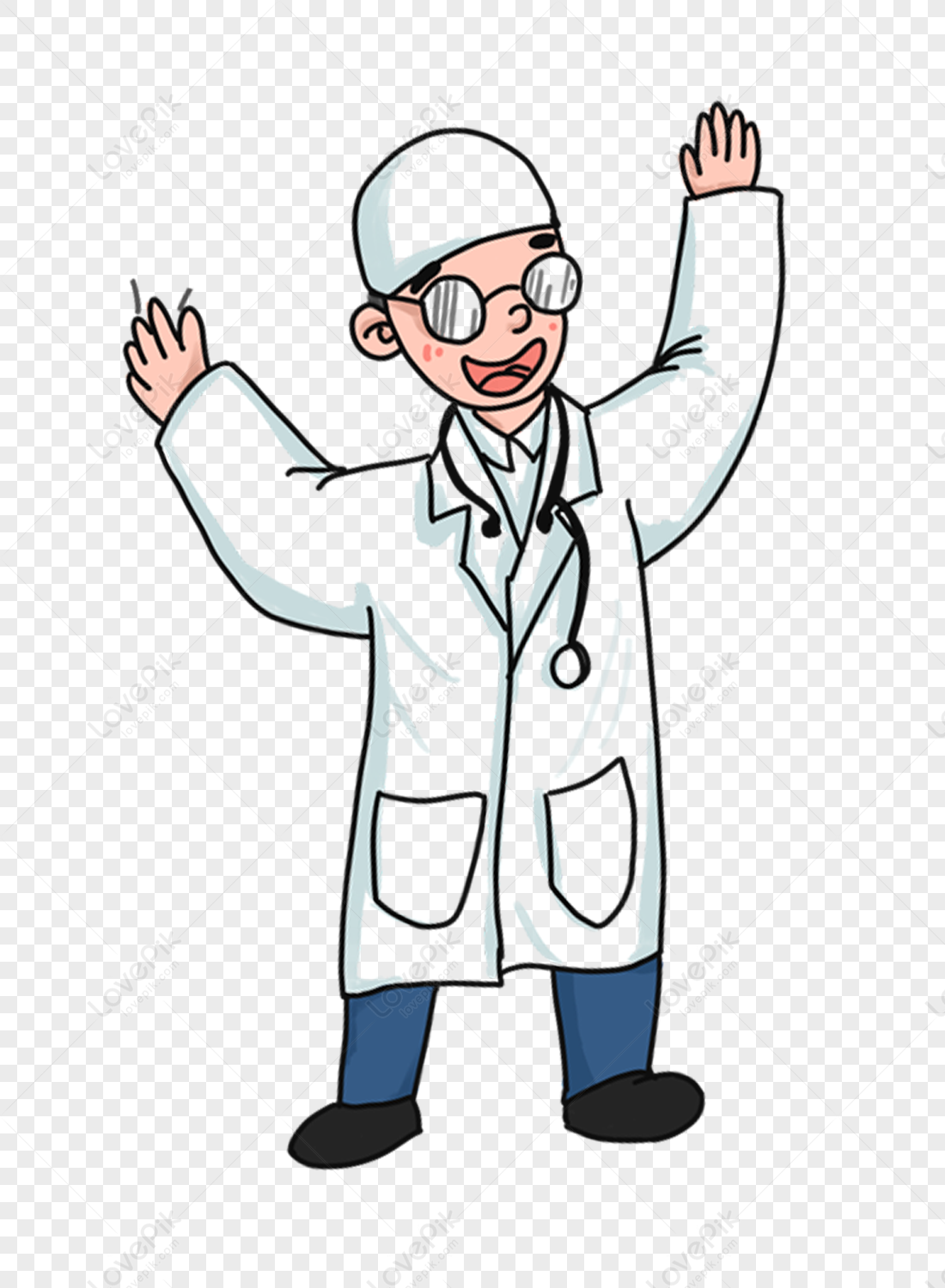 equipe médica . médicos com jaleco branco. personagens de desenhos