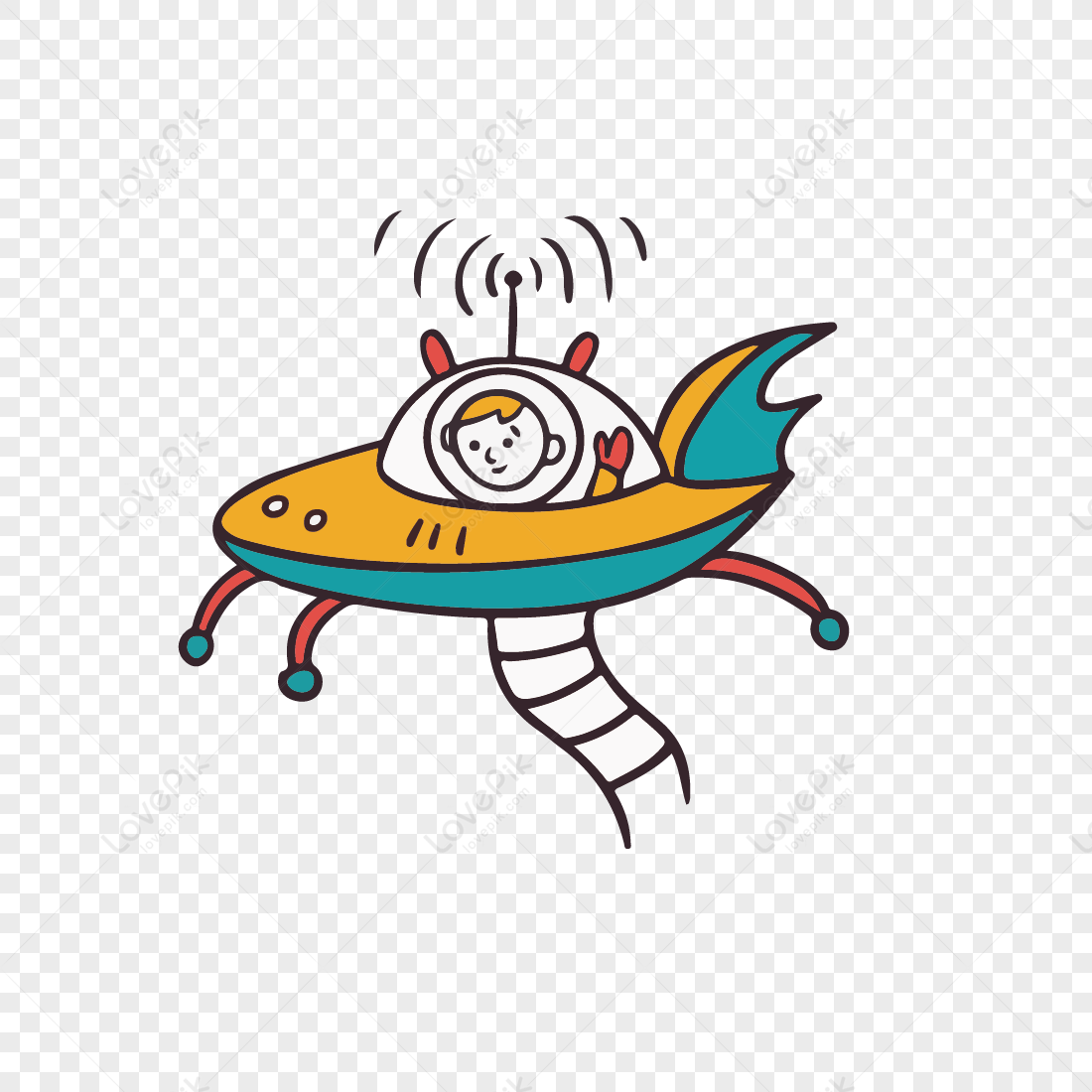 Disco Voador Alienígena Dos Desenhos Animados. Nave Espacial