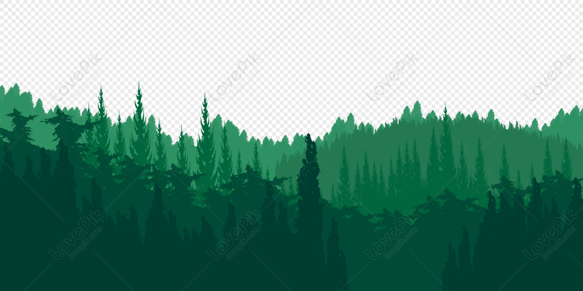 Green forest, tree, mountain, vector graph png image