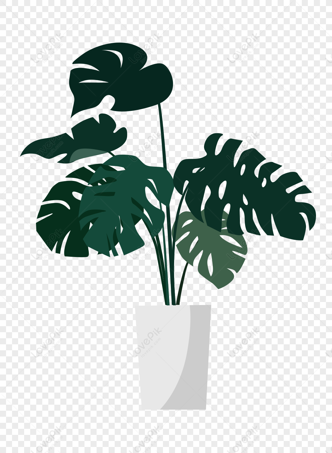 Hand Painted Potted Green Plant PNG Free Download And Clipart Image For ...