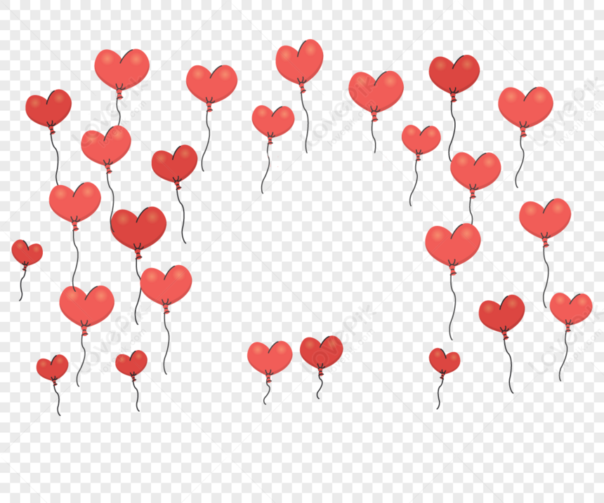 Heart Shaped Red Balloon Cartoon Transparent PNG Images